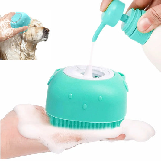 Escova de banho para animais de estimação - silicone macio