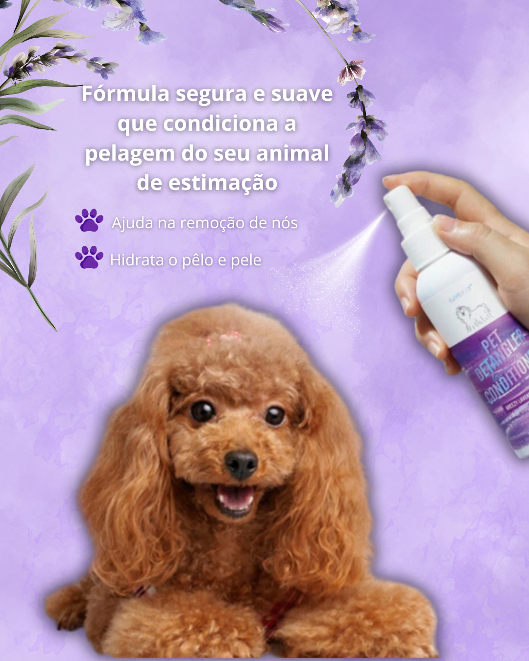 Spray Desembaraçante para Cães e Gatos – Aroma a Lavanda